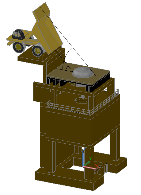 3D Material Handling Design of truck dump hopper and crushing operations highlighting EARTHRES' mining engineering design capabilities